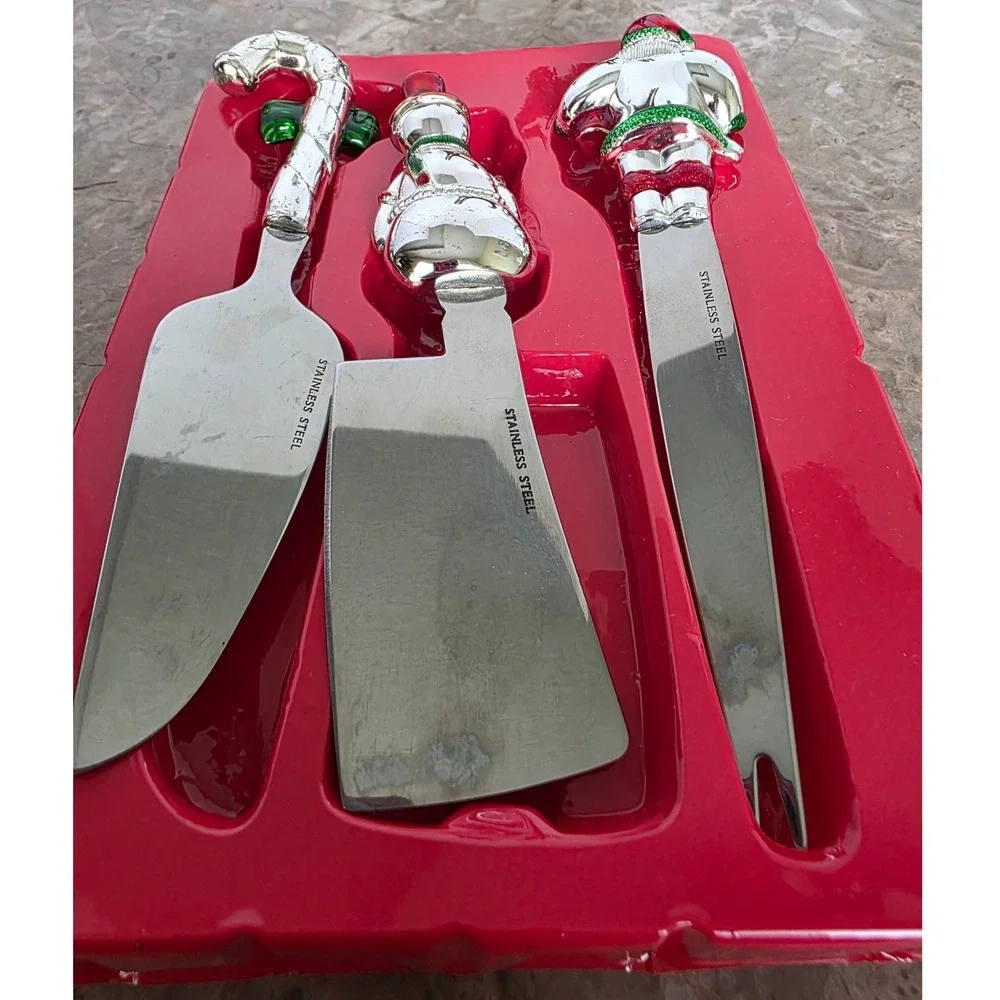 International Silver Company Holiday‎ Cheer Cheese Set Santa Snowman Candy Cane
